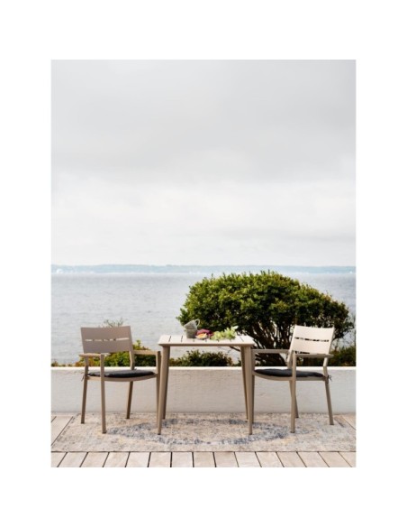 Mesa Exterior NIMES 78x78 cm de Comedor, Aluminio / Caqui - Brafab