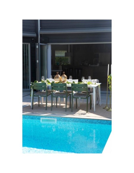 Mesa Exterior NIMES 200x97 cm de Comedor, Aluminio / Blanco - Brafab