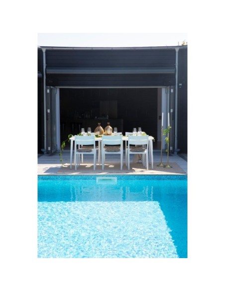 Mesa Exterior NIMES 200x97 cm de Comedor, Aluminio / Blanco - Brafab