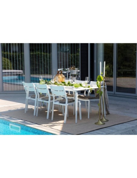 Mesa Exterior NIMES 200x97 cm de Comedor, Aluminio / Blanco - Brafab