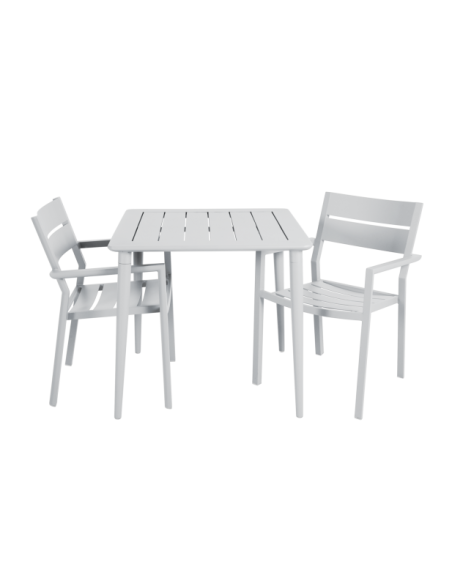 Mesa Exterior NIMES 78x78 cm de Comedor, Aluminio / Blanco - Brafab