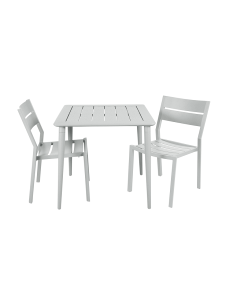 Mesa Exterior NIMES 78x78 cm de Comedor, Aluminio / Blanco - Brafab
