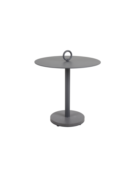 Mesa Auxiliar Exterior NIOBE Ø50 cm, Aluminio, Piedra compuesta / Antracita - Brafab