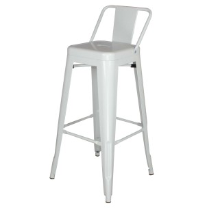 Taburete alto de estilo industrial CLASSY BLANCO de metal con respaldo siéntate con estilo con Vackart