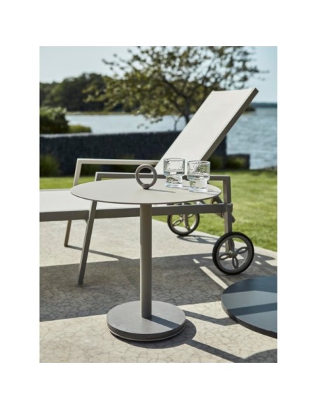 Mesa Auxiliar Exterior NIOBE Ø50 cm, Aluminio, Piedra compuesta / Caqui - Brafab