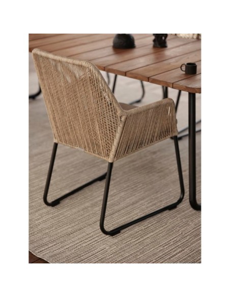 Mesa Exterior NOLLI 225x90 cm de Comedor, Aluminio, Olefina / Negro / Teca - Brafab