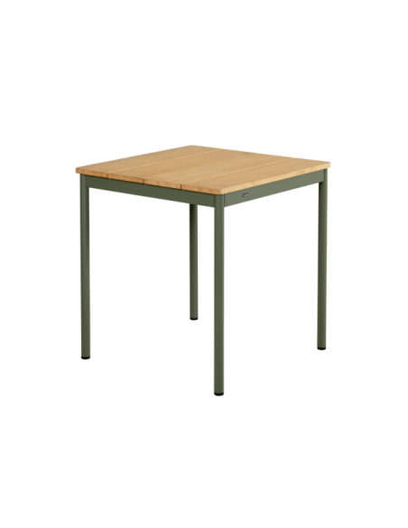 Mesa Bistró Exterior NOX 70x70 cm, Aluminio, Madera de Bambú / Verde / Natural - Brafab