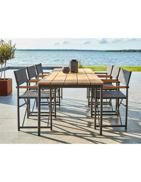 Mesa Exterior NOX 240x90 cm de Comedor, Aluminio, Madera de Teca FSC / Antracita / Natural - Brafab