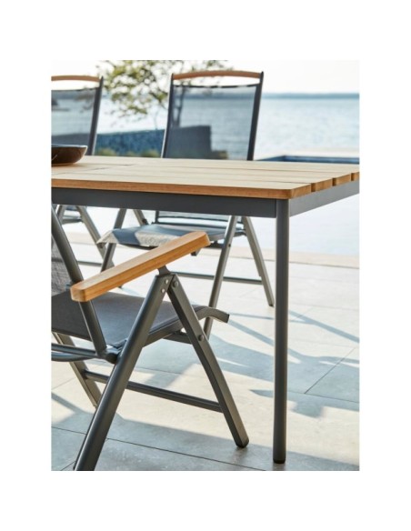 Mesa Exterior NOX 240x90 cm de Comedor, Aluminio, Madera de Teca FSC / Antracita / Natural - Brafab