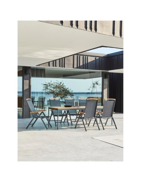 Mesa Exterior NOX 240x90 cm de Comedor, Aluminio, Madera de Teca FSC / Antracita / Natural - Brafab