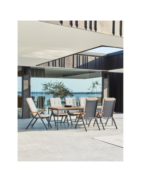 Mesa Exterior NOX 240x90 cm de Comedor, Aluminio, Madera de Teca FSC / Antracita / Natural - Brafab