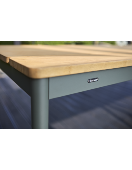 Mesa Exterior NOX 238x90 cm de Comedor, Aluminio, Madera de Bambú / Verde Nórdico / Natural - Brafab