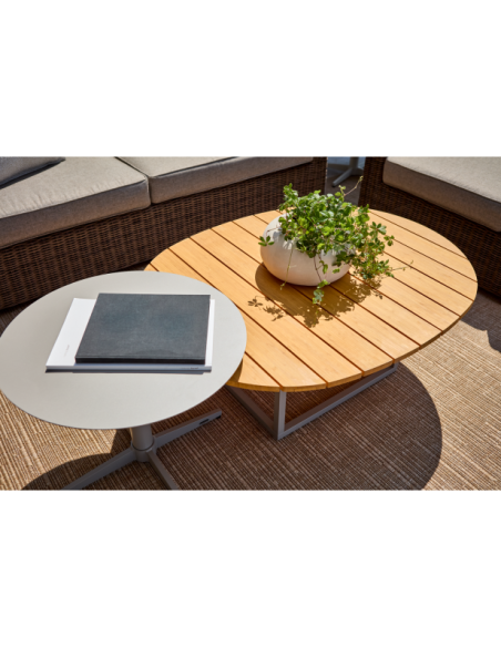 Mesa de Centro Exterior OLIVE 80x110 cm, Aluminio, Madera de Bambú / Caqui / Natural - Brafab