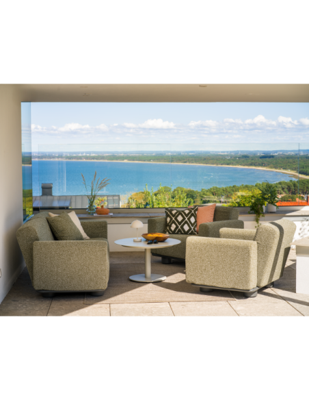 Mesa de Centro Exterior PEACE Ø80 cm, Aluminio / Gris Claro - Brafab