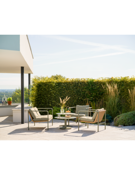 Mesa de Centro Exterior PEACE Ø80 cm, Aluminio / Verde Nórdico - Brafab