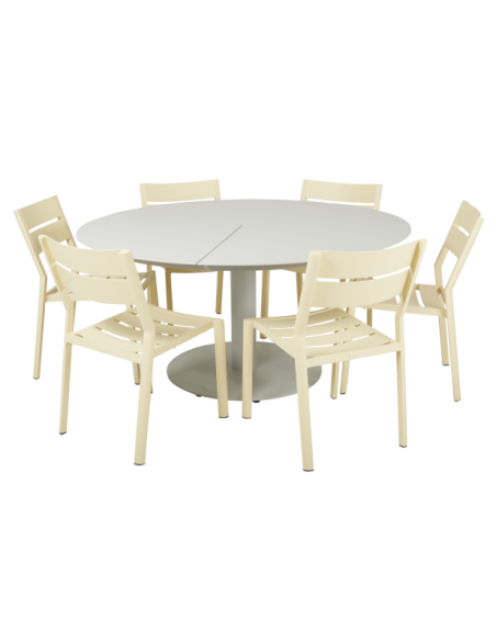 Mesa Exterior PEACE Ø150 cm de Comedor, Aluminio / Gris Claro - Brafab