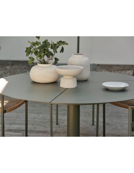 Mesa Exterior PEACE Ø150 cm de Comedor, Aluminio / Verde Nórdico - Brafab