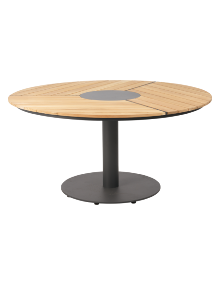 Mesa Exterior PEACE WOOD Ø150 cm de Comedor, Aluminio, Madera de Teca / Antracita / Natural - Brafab