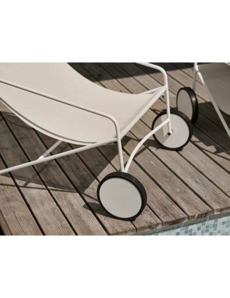 Mesa Auxiliar Exterior POUL TABLE 72x44 cm, Aluminio, Textilene / Blanco / Blanco Roto - Brafab