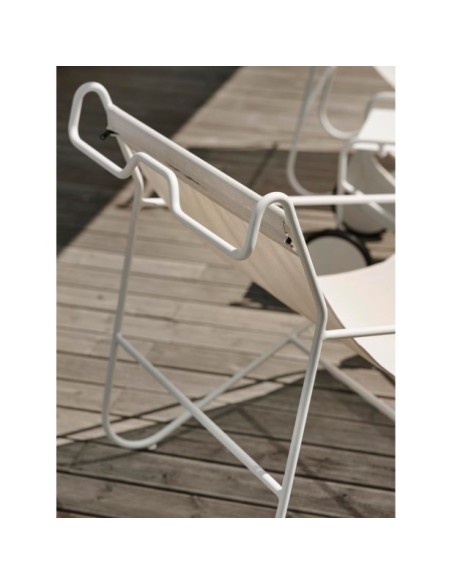 Mesa Auxiliar Exterior POUL TABLE 72x44 cm, Aluminio, Textilene / Blanco / Blanco Roto - Brafab