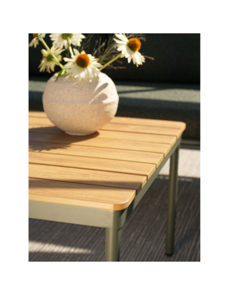 Mesa de Centro Exterior RENO 110x70 cm, Aluminio, Non-wood / Verde Nórdico / Natural - Brafab