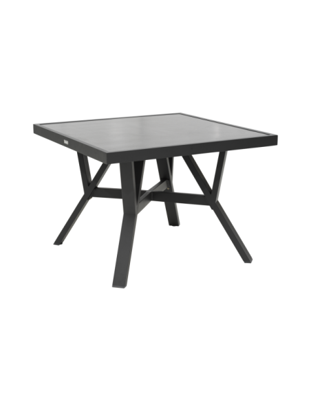 Mesa de Centro Alta Exterior SAMVARO 90x90 cm, Aluminio, Cristal / Antracita - Brafab