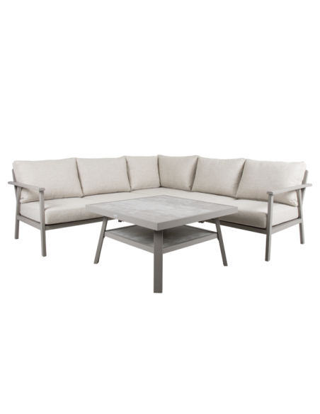 Mesa de Centro Baja Exterior SAMVARO 90x90 cm, Aluminio / Caqui / Arena - Brafab