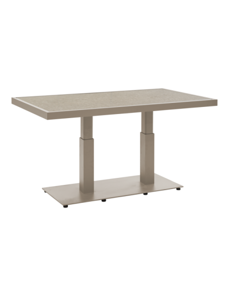 Mesa de Centro Exterior SCALE (altura ajustable), Aluminio / Caqui / Cerámica Grisácea - Brafab