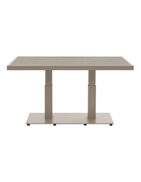 Mesa de Centro Exterior SCALE (altura ajustable), Aluminio / Caqui / Cerámica Grisácea - Brafab