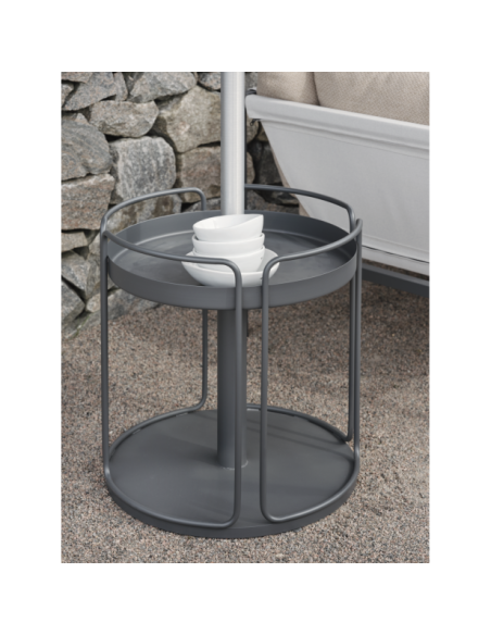 Mesa Auxiliar Exterior SHADY Ø53 cm, Aluminio / Antracita - Brafab
