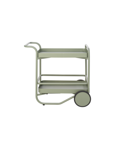 Carrito Exterior TROLLY 88x59 cm, Aluminio / Verde Empolvado - Brafab