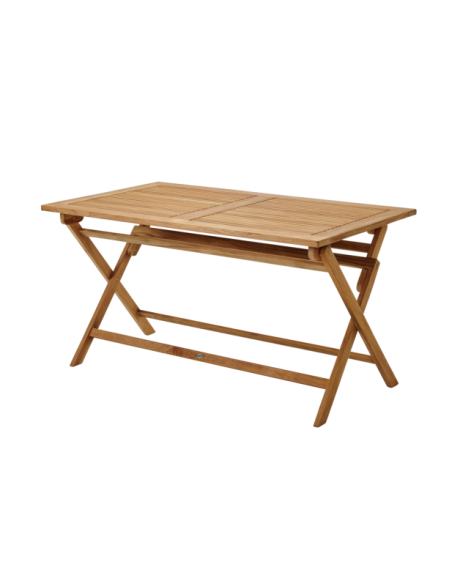 Mesa Plegable Exterior TURIN 140x80 cm de Comedor, Madera de Teca Natural - Brafab