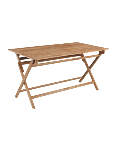 Mesa Plegable Exterior TURIN 140x80 cm de Comedor, Madera de Teca Natural - Brafab