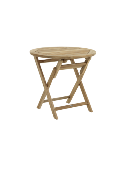Mesa Plegable Exterior TURIN Ø80 cm de Comedor, Madera de Teca Natural - Brafab