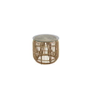 Mesa Auxiliar Exterior VALLDA Ø49 cm, Ratán, Cristal /...