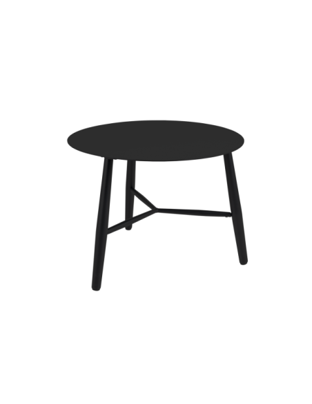 Mesa de Centro Exterior VANNES Ø60 cm, Aluminio / Negro - Brafab