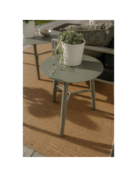 Mesa de Centro Exterior VANNES Ø45 cm, Aluminio / Verde Empolvado - Brafab