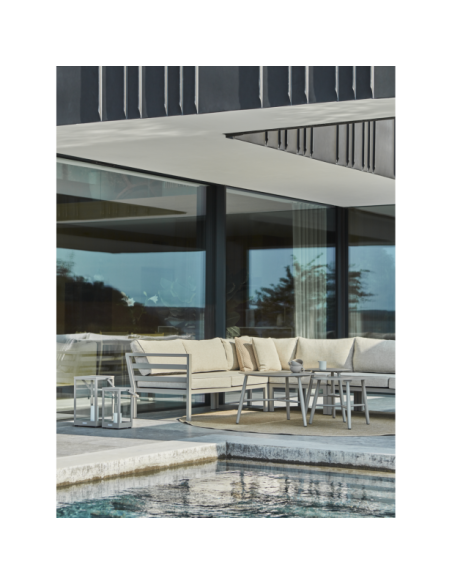 Mesa de Centro Exterior VANNES Ø75 cm, Aluminio / Caqui - Brafab