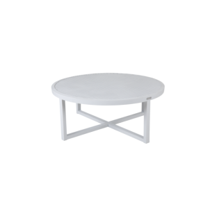 Mesa de Centro Exterior VEVI Ø100 cm, Aluminio / Blanco -...