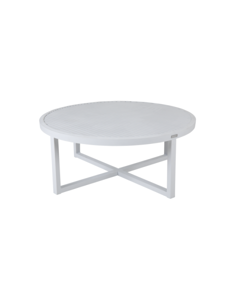 Mesa de Centro Exterior VEVI Ø100 cm, Aluminio / Blanco - Brafab
