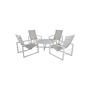 Mesa de Centro Exterior VEVI Ø100 cm, Aluminio / Blanco -... 2