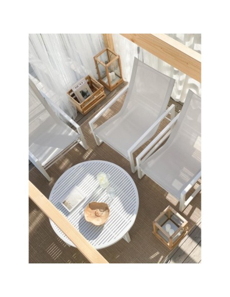 Mesa de Centro Exterior VEVI Ø100 cm, Aluminio / Blanco - Brafab