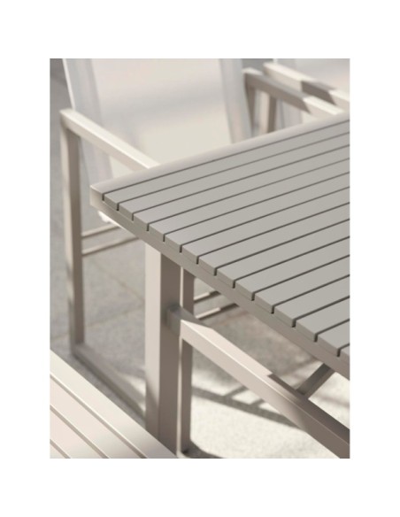 Mesa Exterior VEVI 160x90 cm de Comedor, Aluminio / Caqui - Brafab