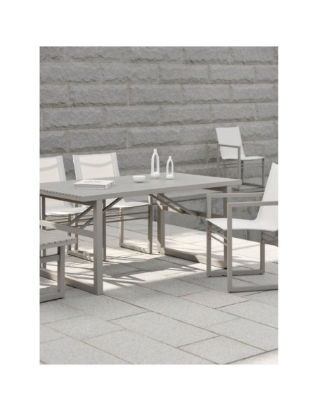 Mesa Exterior VEVI 160x90 cm de Comedor, Aluminio / Caqui - Brafab