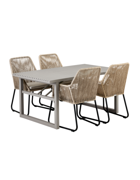 Mesa Exterior VEVI 160x90 cm de Comedor, Aluminio / Caqui - Brafab