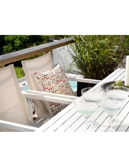 Mesa Exterior VEVI 160x90 cm de Comedor, Aluminio / Blanco - Brafab