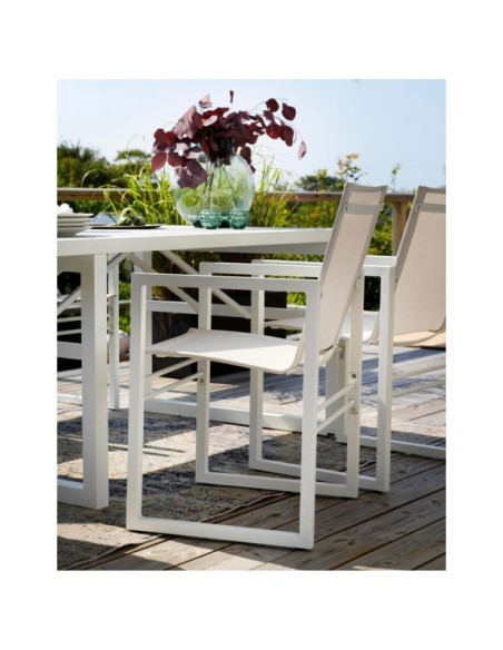 Mesa Exterior VEVI 160x90 cm de Comedor, Aluminio / Blanco - Brafab