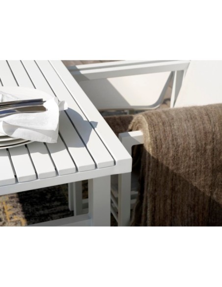 Mesa Exterior VEVI 160x90 cm de Comedor, Aluminio / Blanco - Brafab