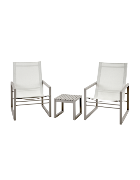 Mesa Auxiliar Exterior VEVI 40x40 cm, Aluminio / Caqui - Brafab