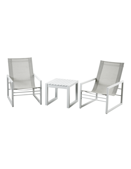 Mesa Auxiliar Exterior VEVI 40x40 cm, Aluminio / Blanco - Brafab